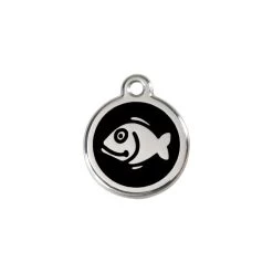 Red Dingo Stainless Steel Engraved Cat Tag Fish Black