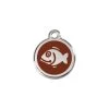 Red Dingo Stainless Steel Engraved Cat Tag Fish Brown 1 Red Dingo Stainless Steel Engraved Cat Tag Fish Brown -Pet Cat Supplies Store 01 FI BR SM