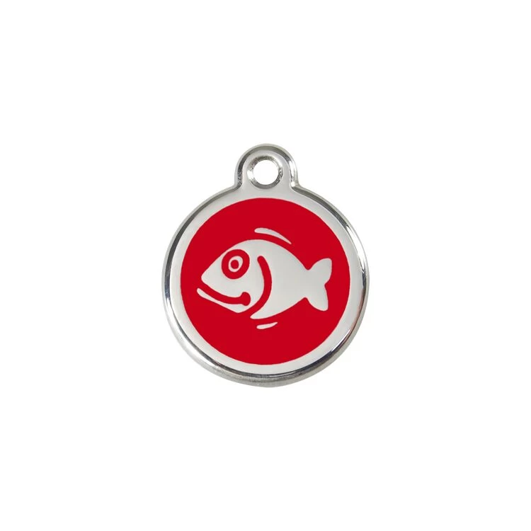 Red Dingo Stainless Steel Engraved Cat Tag Fish Red 3 Red Dingo Stainless Steel Engraved Cat Tag Fish Red