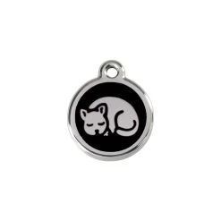 Red Dingo Stainless Steel Engraved Cat Tag Kitten Black