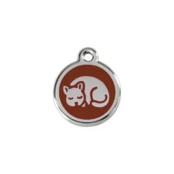 Red Dingo Stainless Steel Engraved Cat Tag Kitten Brown