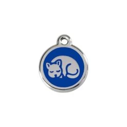 Red Dingo Stainless Steel Engraved Cat Tag Kitten Navy