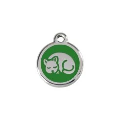 Red Dingo Stainless Steel Engraved Cat Tag Kitten Green