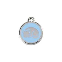 Red Dingo Stainless Steel Engraved Cat Tag Kitten Light Blue