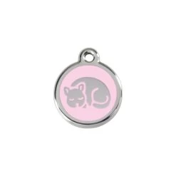 Red Dingo Stainless Steel Engraved Cat Tag Kitten Pink