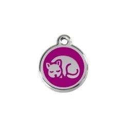 Red Dingo Stainless Steel Engraved Cat Tag Kitten Purple