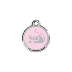 Red Dingo Stainless Steel Engraved Cat Tag Mouse Pink