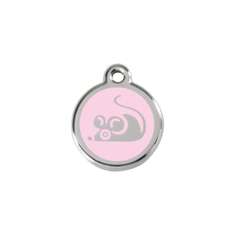 Red Dingo Stainless Steel Engraved Cat Tag Mouse Pink 3 Red Dingo Stainless Steel Engraved Cat Tag Mouse Pink