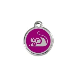 Red Dingo Stainless Steel Engraved Cat Tag Mouse Purple