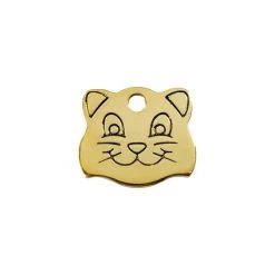 Red Dingo Engraved Brass Cat Tag Cat Face