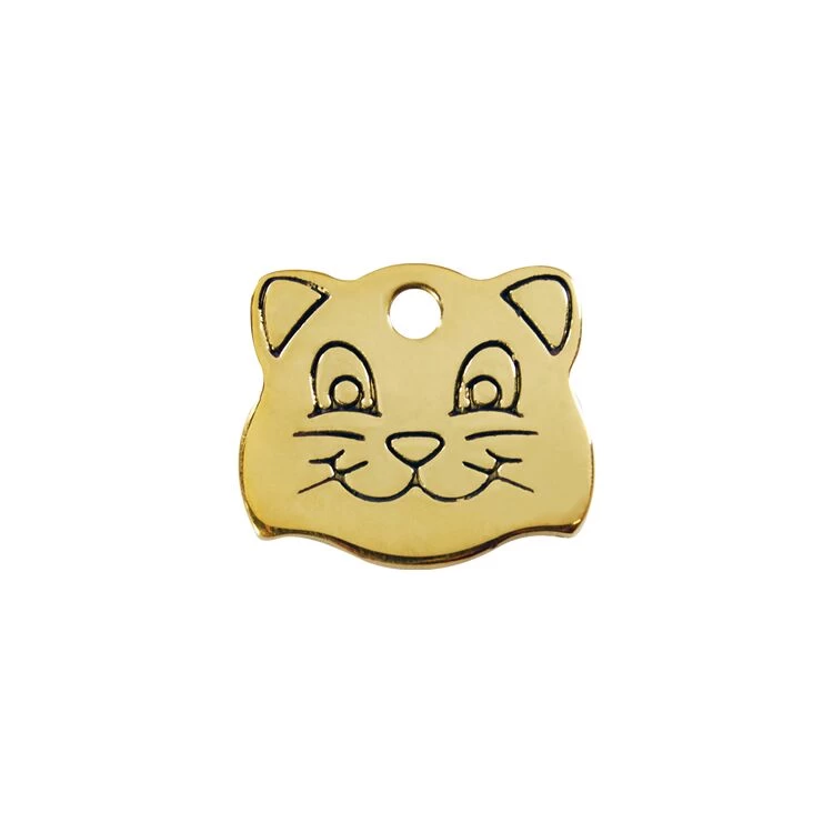 Red Dingo Engraved Brass Cat Tag Cat Face 3 Red Dingo Engraved Brass Cat Tag Cat Face