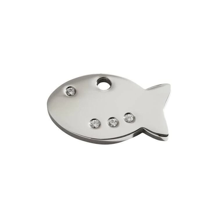 Red Dingo Diamante Engraved Cat Tag Fish 3 Red Dingo Diamante Engraved Cat Tag Fish
