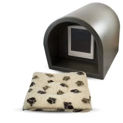 Mr Snugs KatDen Outdoor Cat Kennel/Shelter - Dark Grey (Various Options) -Pet Cat Supplies Store 1231022045 Kat Den Dark Grey With Door With Mattress