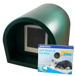 Mr Snugs KatDen Outdoor Cat Kennel/Shelter - Dark Green (Various Options) -Pet Cat Supplies Store 1231022046kat den greenpad door