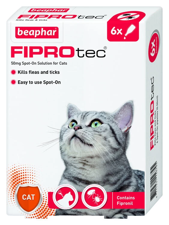 Beaphar Fiprotec Spot On Cat Flea & Tick Treatment (6 X Treatments) 3 Beaphar Fiprotec Spot On Cat Flea & Tick Treatment (6 X Treatments)