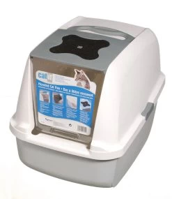 Catit Hooded Cat Litter Tray Grey