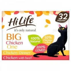 HiLife Its Only Natural Cat Pouch Multipack The Big Chicken One In Jelly 32x70g