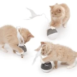 Catit Pixi Spinner Electronic Cat Toy White & Grey -Pet Cat Supplies Store 43145 catit pixi spinner kittens silver