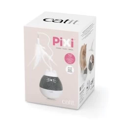 Catit Pixi Spinner Electronic Cat Toy White & Grey -Pet Cat Supplies Store 43145 catit pixi spinner silver packaging