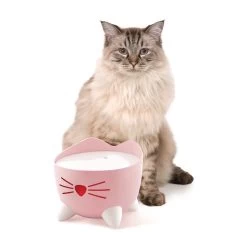 Catit Pixi Cat Water Fountain Light Pink -Pet Cat Supplies Store 43716 catit pixi fountain pink no water with cat 1