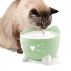 Catit Pixi Cat Water Fountain Mint Green -Pet Cat Supplies Store 43718 catit pixi fountain green cat drinking 1