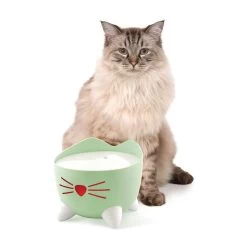 Catit Pixi Cat Water Fountain Mint Green -Pet Cat Supplies Store 43718 catit pixi fountain green no water with cat 1