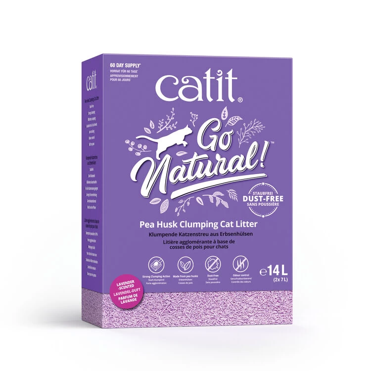 Catit Go Natural Pea Husk Clumping Cat Litter 14L Lavender 3 Catit Go Natural Pea Husk Clumping Cat Litter 14L Lavender