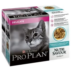 40 X Purina Pro Plan Cat Nutrisavour Delicate With Ocean Fish In Gravy 85g
