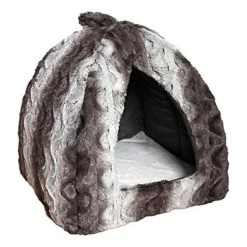 Rosewood 40 Winks Pyramid Cat Snuggle Bed Grey & Cream