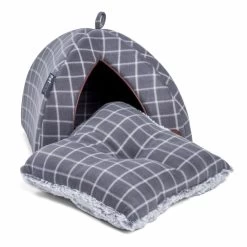 Petface Grey Window Pane Check Cat Igloo -Pet Cat Supplies Store 5aa7e4830c1a85.59272628