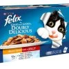40 X 100g Felix Doubly Delicious Meaty Selection In Jelly Pouches