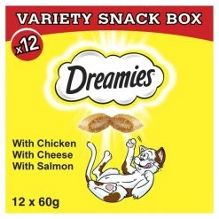 Dreamies Variety Snack Box Cat Treats With Chicken, Cheese & Salmon