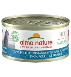24 X Almo Nature HFC Natural Tuna, Chicken & Cheese Adult Cat Food 70g