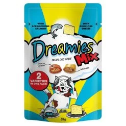 8 X 60g Dreamies Cat Treats Mix With Salmon & Cheese