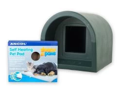 Mr Snugs Katden Cat Kennel & Self Heating Pet Pad - Dark Green